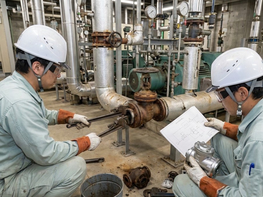 蒸気配管およびスチームトラップ交換工事